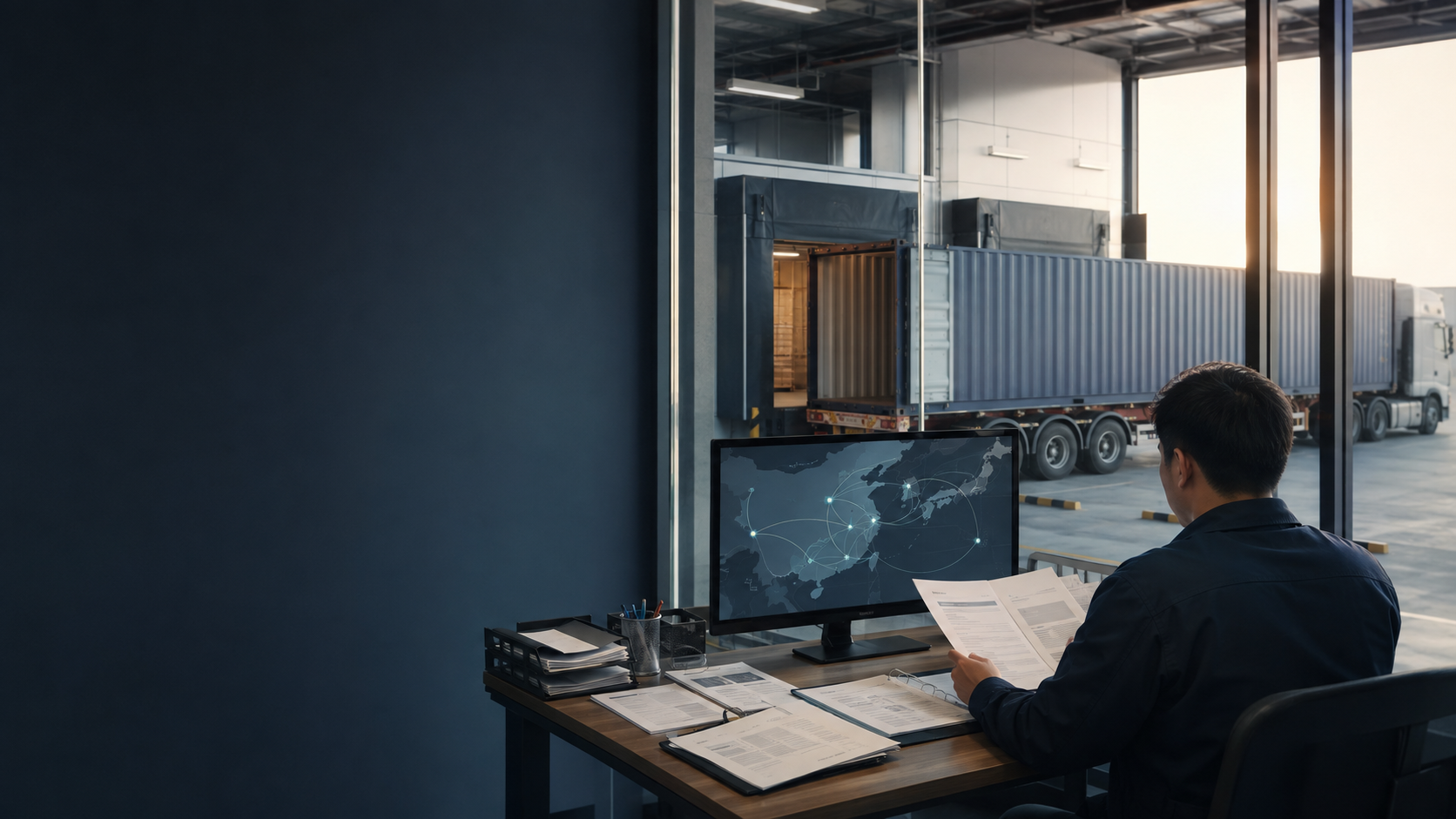 Freight planner coordinating a China-origin loading handoff