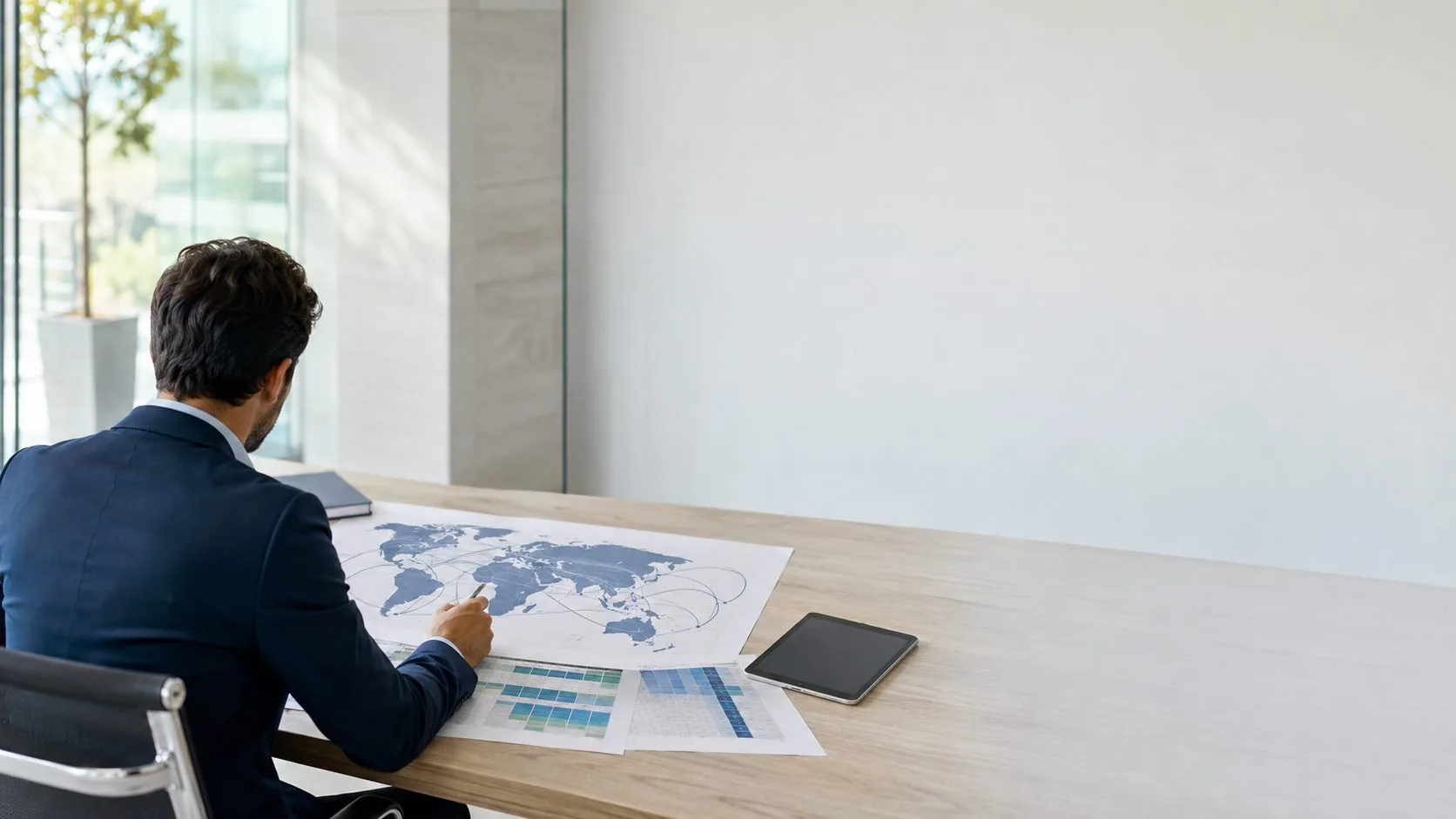 Freight planning desk with shipment documents and route information